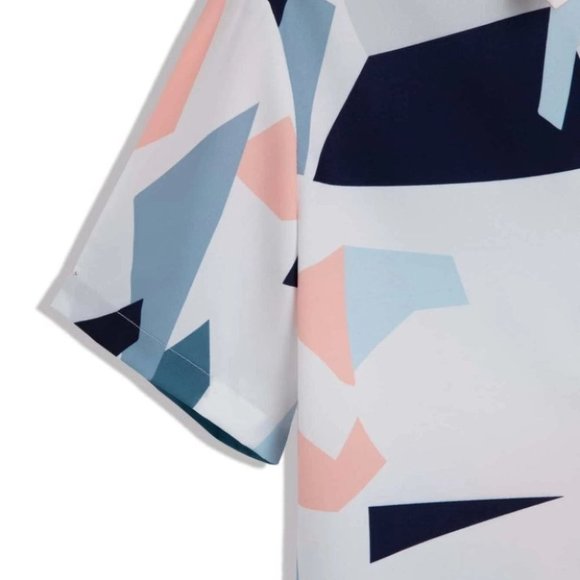 White Casual Men's Geometric Print Shirt - Picture 5 of 6